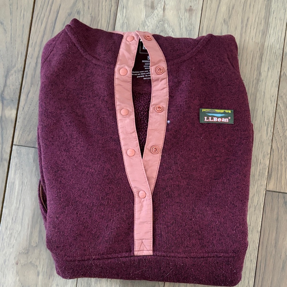L.L. Bean Maroon Hoodie with Coral Accents